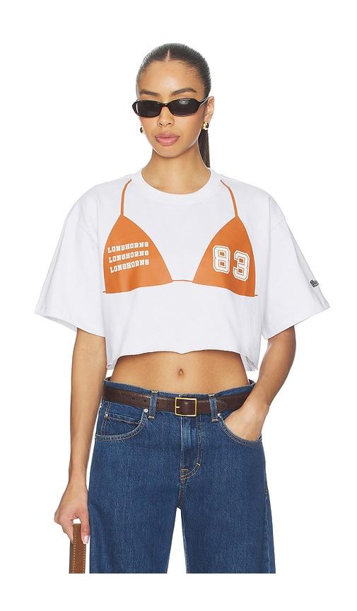 hype and vice university of texas at austin track tee in burnt orange in white.