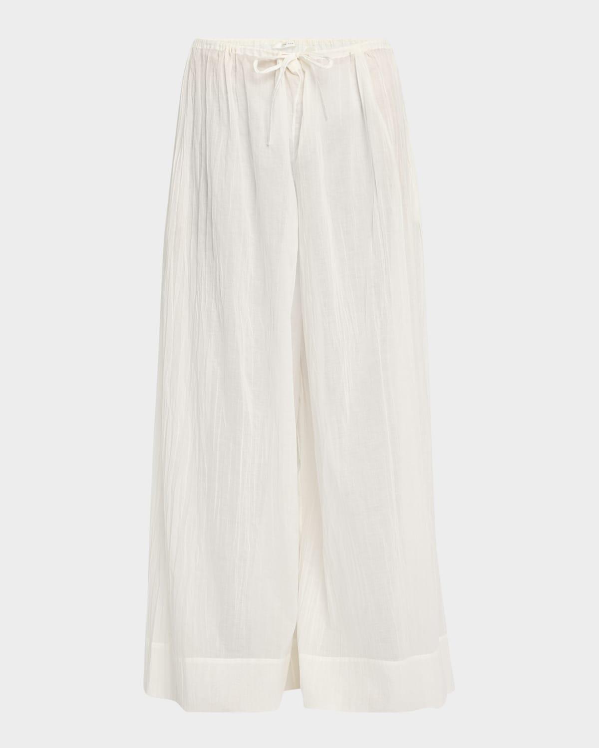hypnosta pleated cotton wide-leg drawstring pants