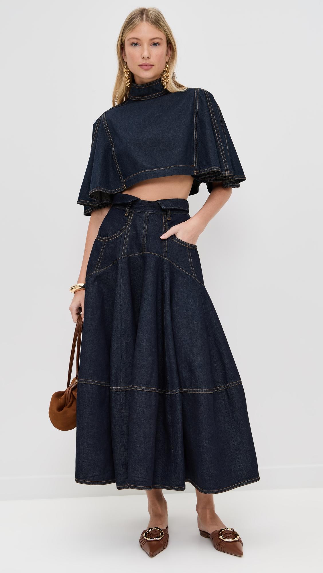 hypnotic denim midi skirt