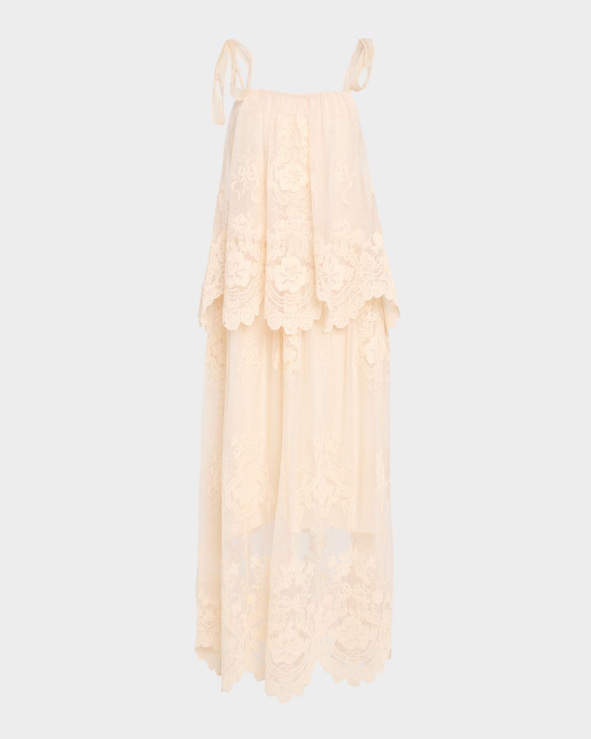 hypnotic tiered lace slip dress