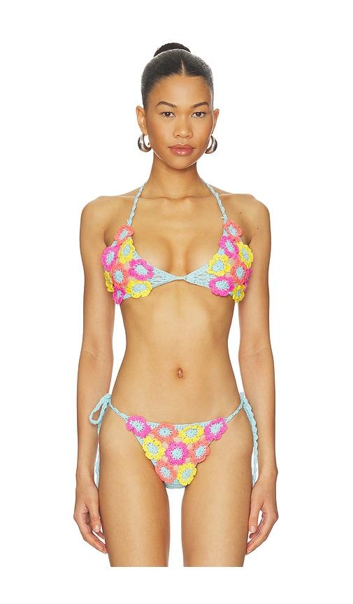i.am.gia blossom bikini top in blue.