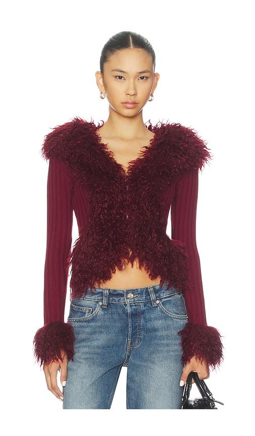 i.am.gia cressida faux fur jacket in red.