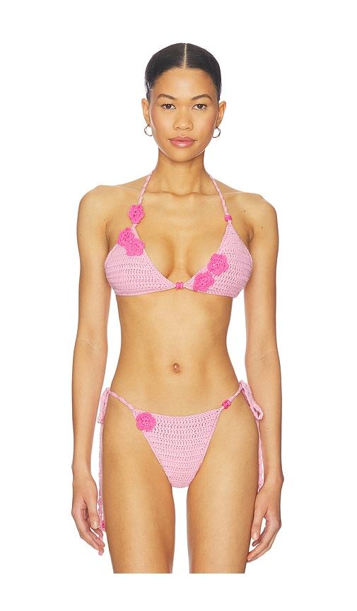 i.am.gia crochet bikini top in pink.