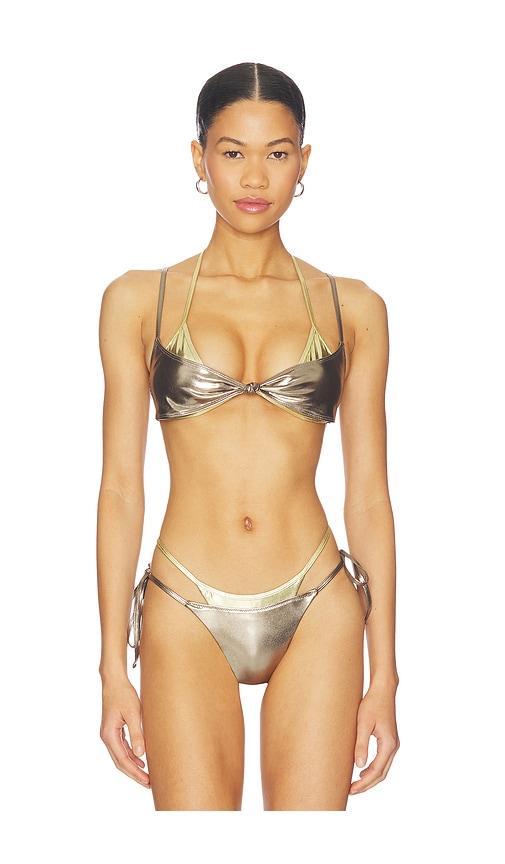 i.am.gia fiji bikini top in metallic gold.