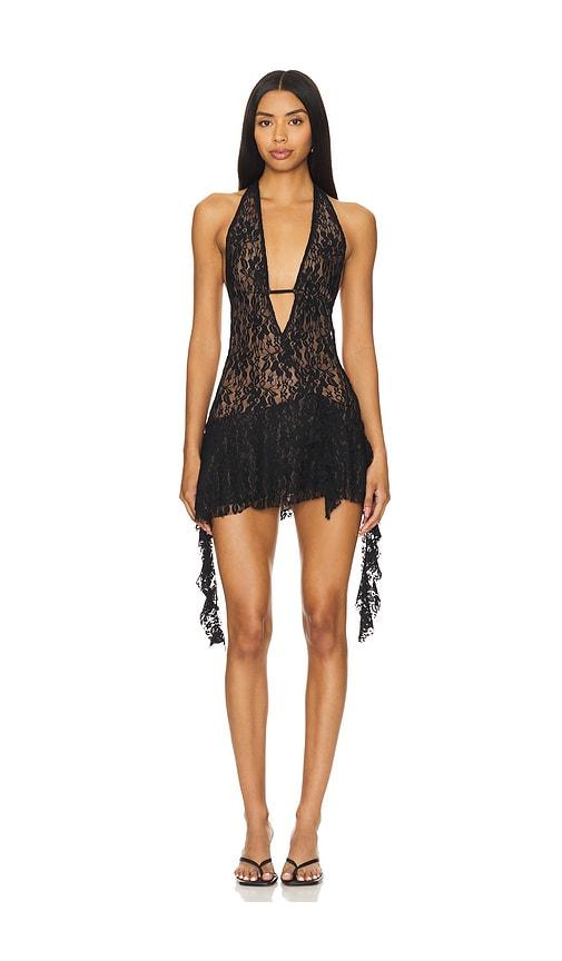 i.am.gia irisia lace mini dress in black.