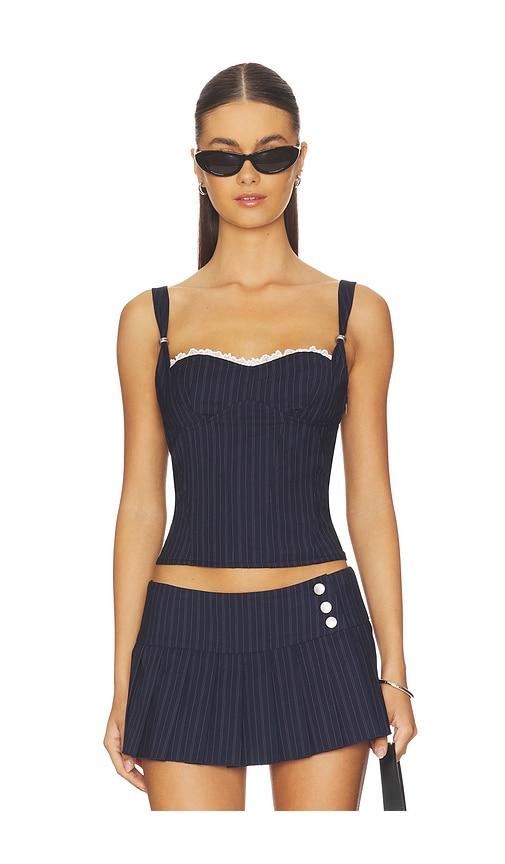 i.am.gia marrion corset top in navy.