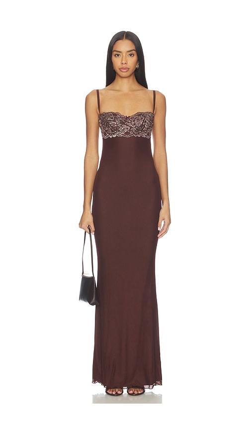 i.am.gia silo maxi dress in chocolate.