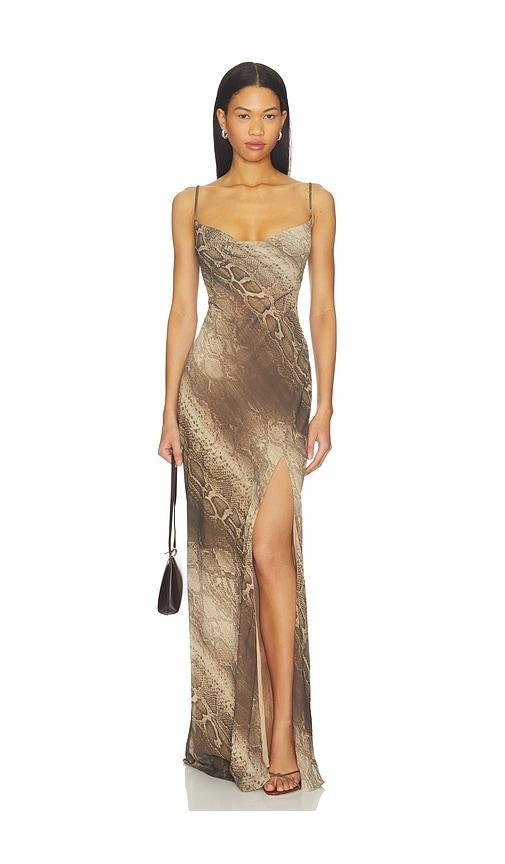 i.am.gia zita lined dress in brown.