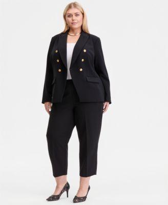 i.n.c. international concepts plus size faux double breasted blazer high rise pull on ponte pants macys exclusive