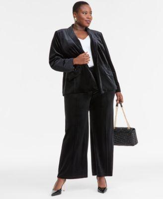 i.n.c. international concepts plus size velvet blazer wide leg pants macys exclusive
