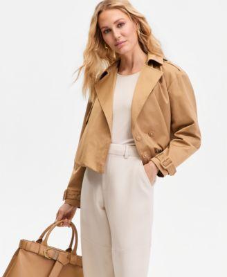i.n.c. international concepts womens bubble hem cropped trench jacket macys exclusive