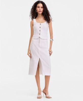 i.n.c. international concepts womens denim sequin embellished vest midi skirt macys exclusive