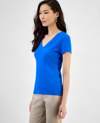 i.n.c. international concepts womens drapy ribbed v neck top xs 3x exclusively at macys