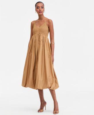 i.n.c. international concepts womens embroidered bubble hem midi dress macys exclusive