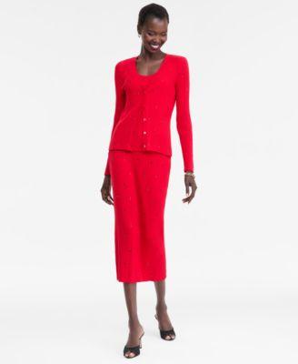 i.n.c. international concepts womens knit cardigan sweater sleeveless tank skirt macys exclusive