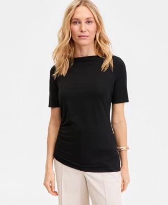 i.n.c. international concepts womens luxe layering jersey boat neck short sleeve top macys exclusive