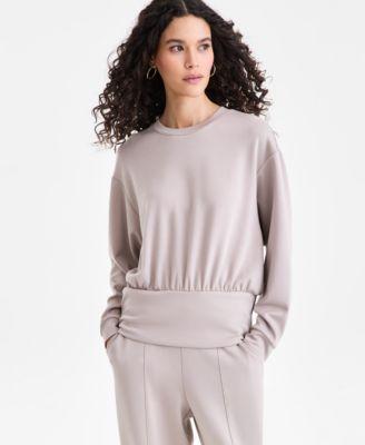 i.n.c. international concepts womens off duty banded bottom sweatshirt macys exclusive