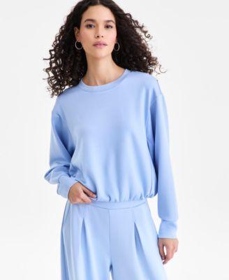 i.n.c. international concepts womens off duty long sleeve bubble hem sweatshirt macys exclusive