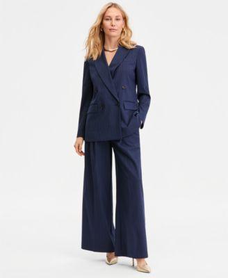 i.n.c. international concepts womens pinstripe double breasted blazer wide leg pants