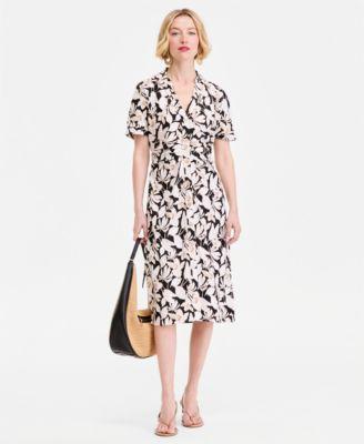 i.n.c. international concepts womens printed linen blend midi shirt dress macys exclusive