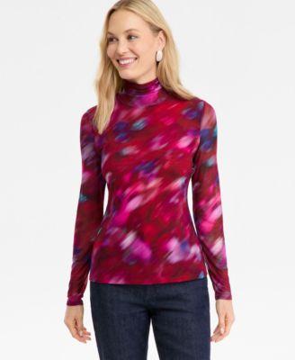 i.n.c. international concepts womens printed mock neck top macys exclusive