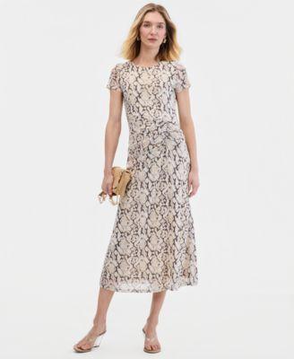 i.n.c. international concepts womens short sleeve mesh midi dress macys exclusive