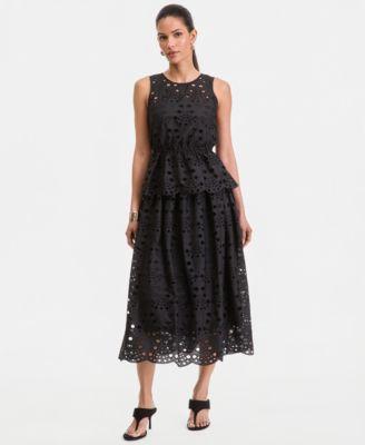i.n.c. international concepts womens sleeveless peplum eyelet top midi skirt macys exclusive
