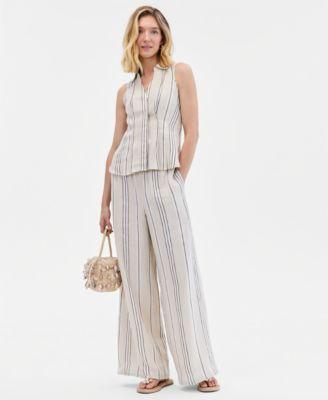 i.n.c. international concepts womens striped linen blend sleeveless shirt wide leg pants macys exclusive