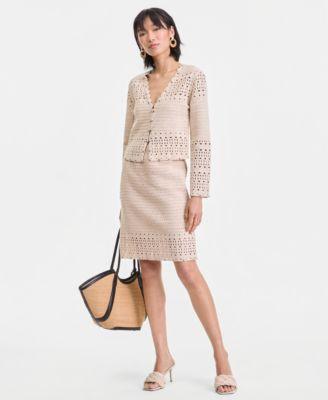 i.n.c. international concepts womens studded cotton crochet cardigan skirt macys exclusive