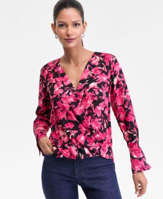 i.n.c. international concepts womens surplice long sleeve blouse xs 3x exclusively at macys