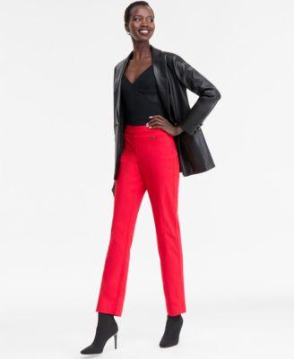 i.n.c. international concepts womens tummy control pull on straight leg pants 0 28w created for macys