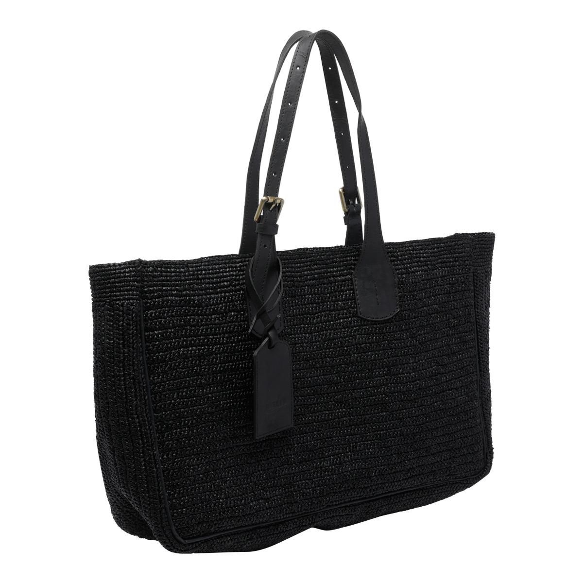 ibeliv bags black raffia cotton - women