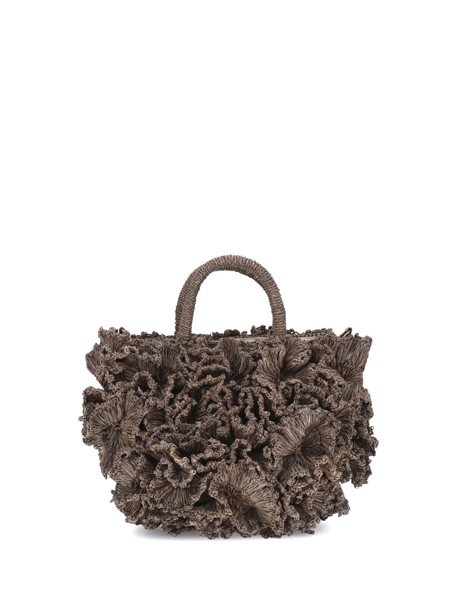 ibeliv coral raffia handbag