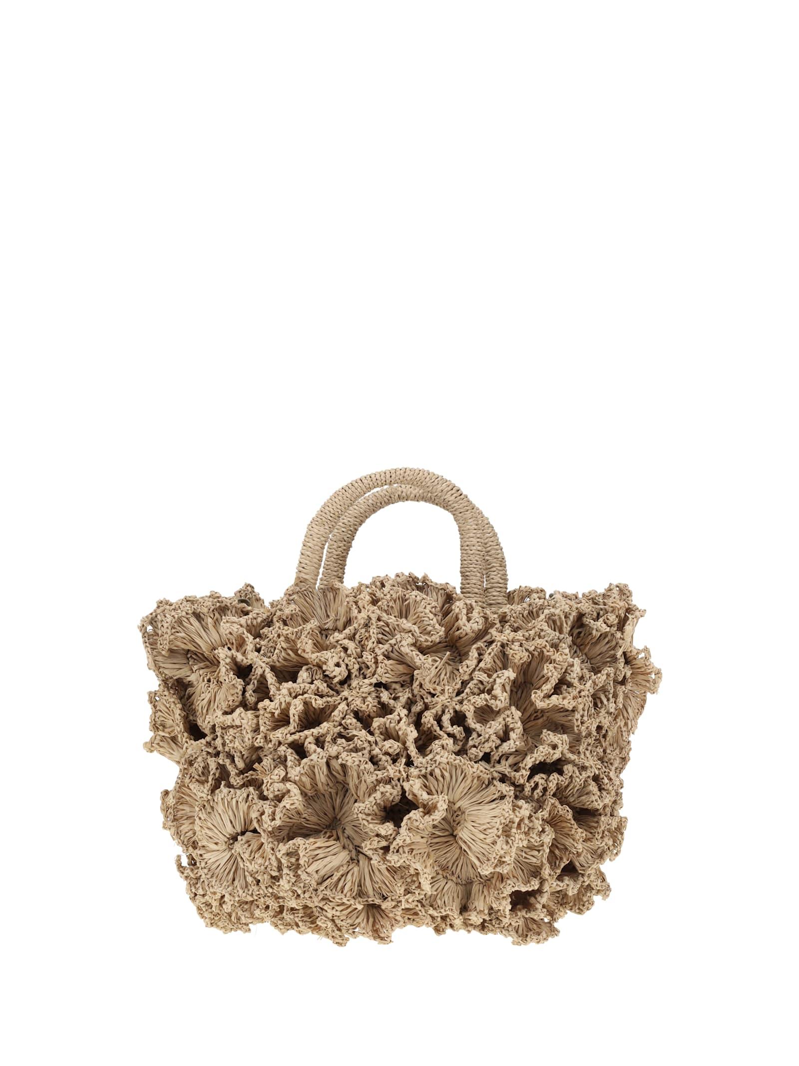 ibeliv coral raffia handbag