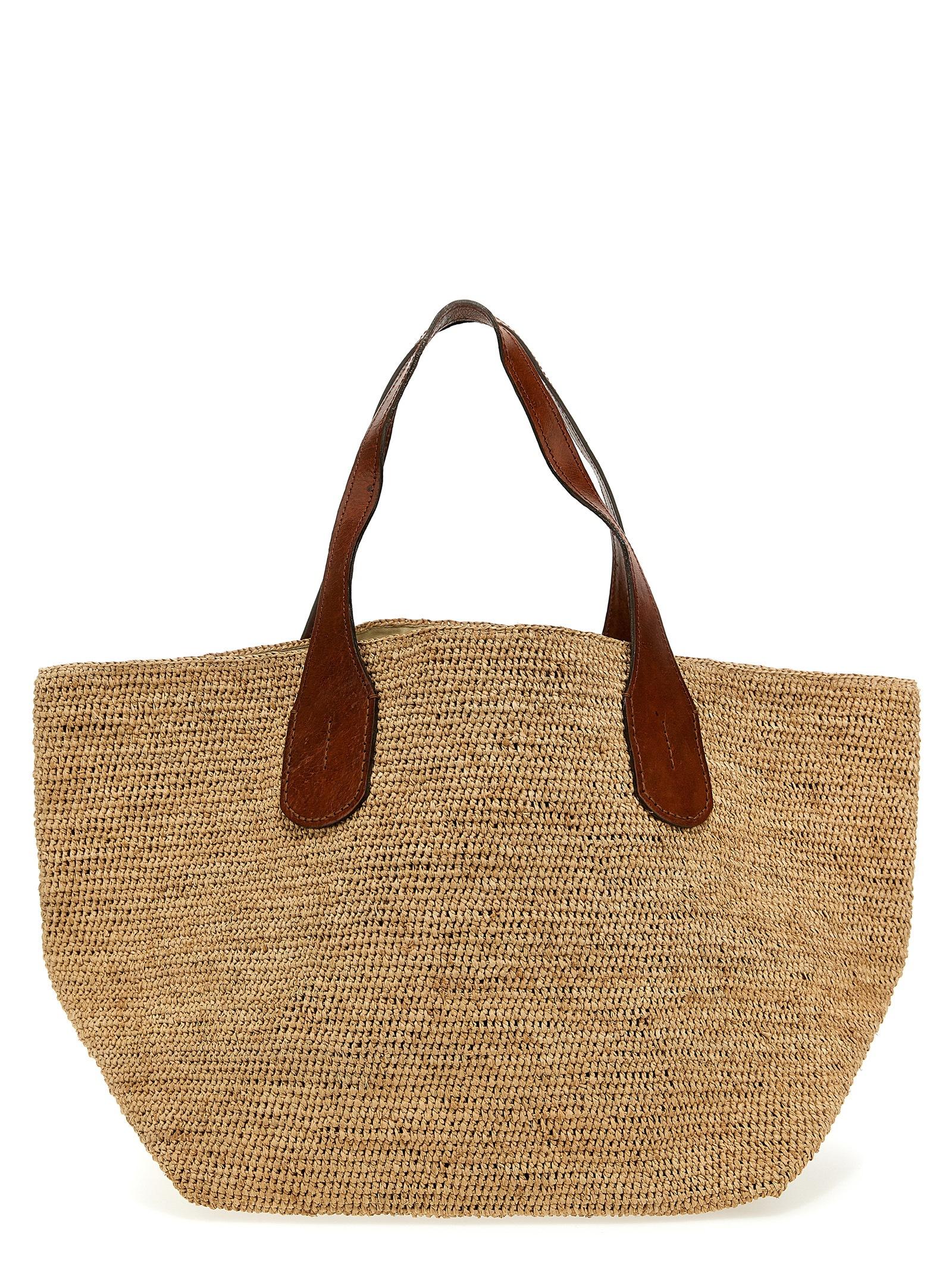 ibeliv tokyo ii shopping bag beige raffia tote - women