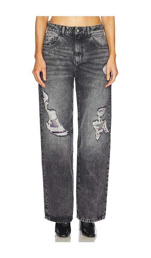 icon denim bea daddy wide leg jeans in grey.