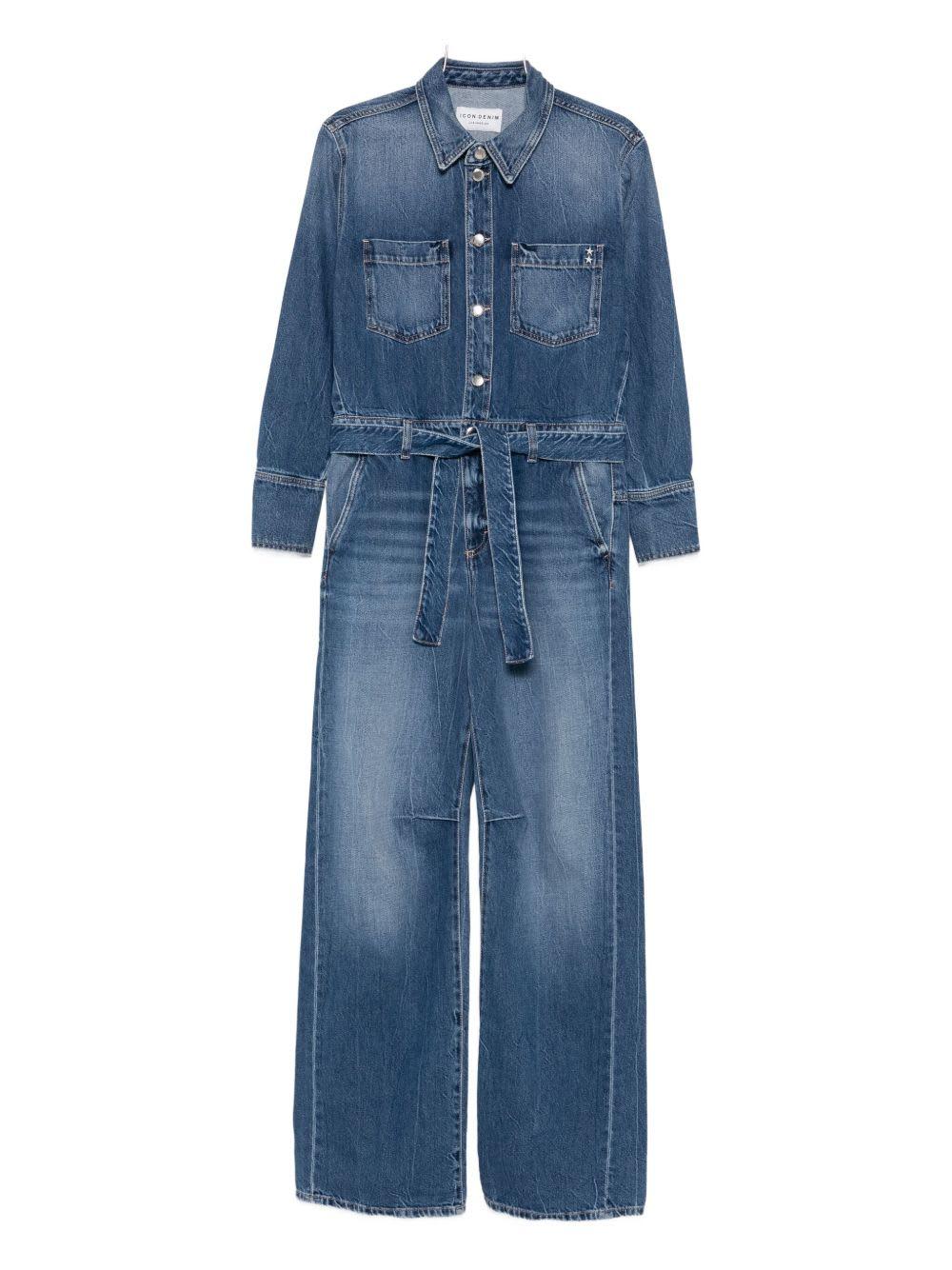 icon denim blue denim jumpsuit