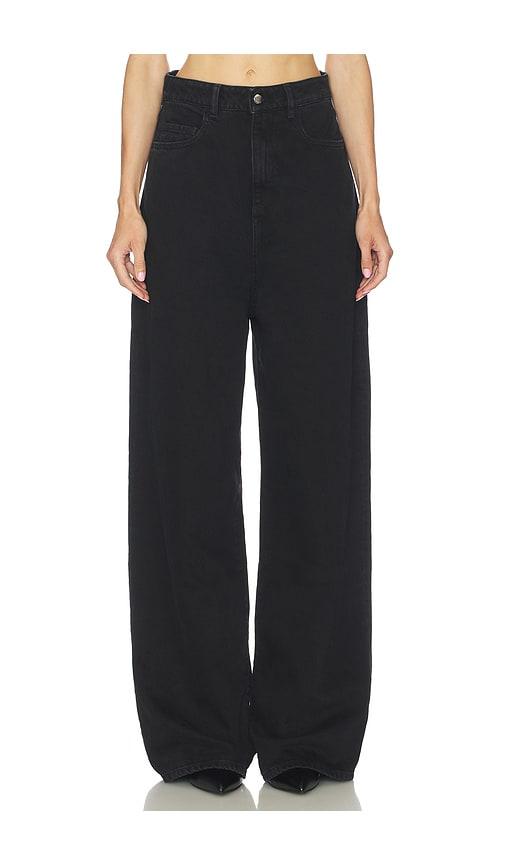 icon denim coco wide leg jeans in black.