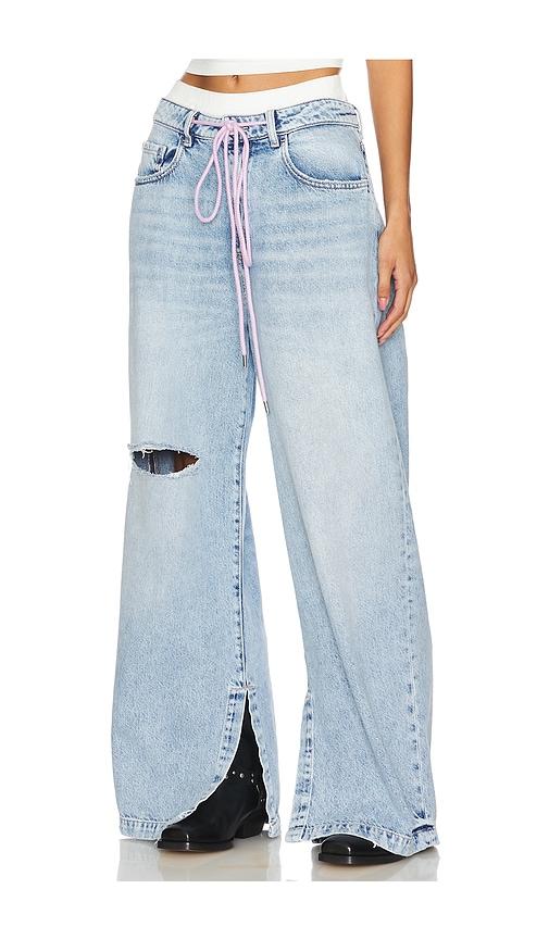 icon denim gracy wide leg jeans in denim-light.