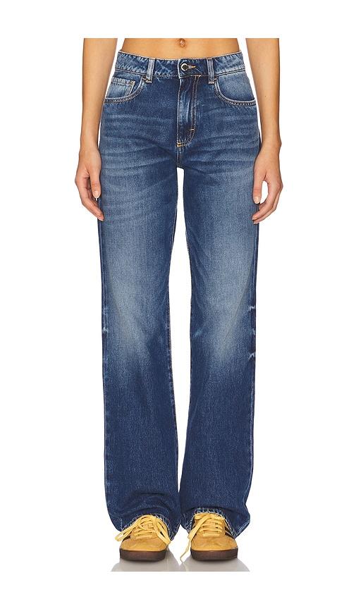 icon denim iris wide leg jeans in blue.