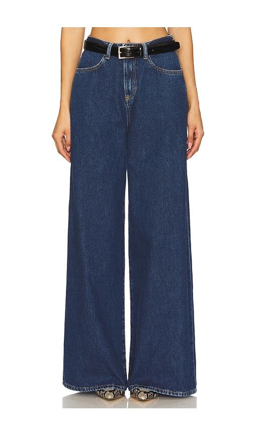 icon denim kendall wide leg jeans in blue.