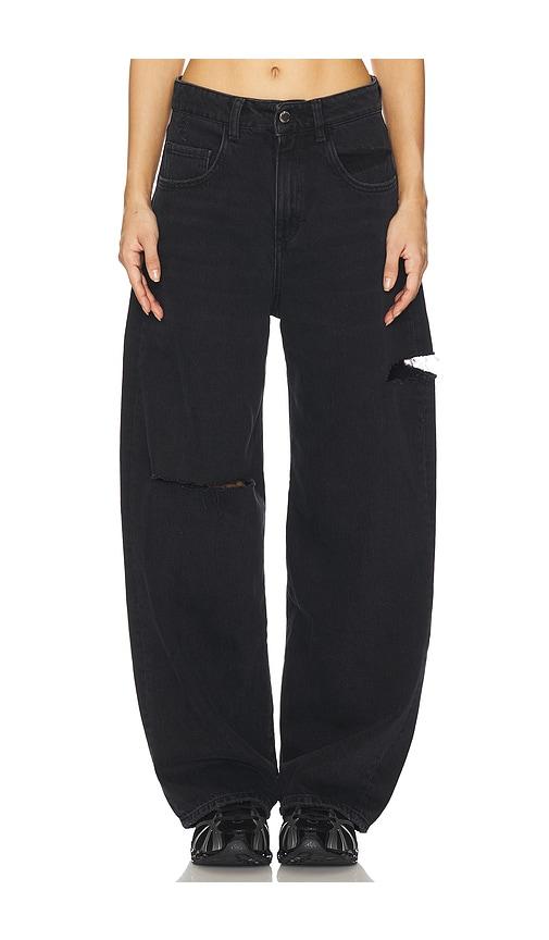 icon denim poppy wide leg jeans in black.