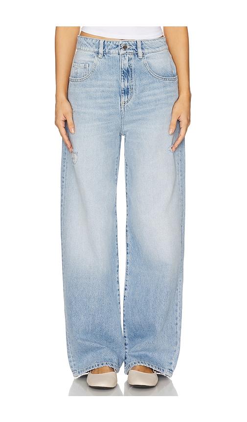 icon denim poppy wide leg jeans in denim-light.