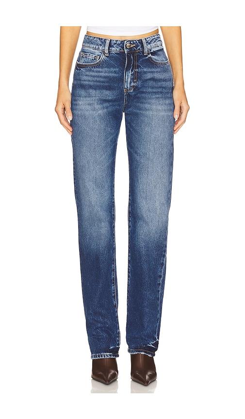 icon denim skye straight leg jeans in blue.