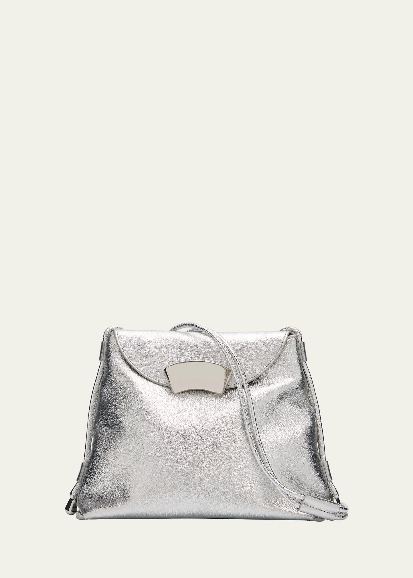 id petite soft metallic leather shoulder bag