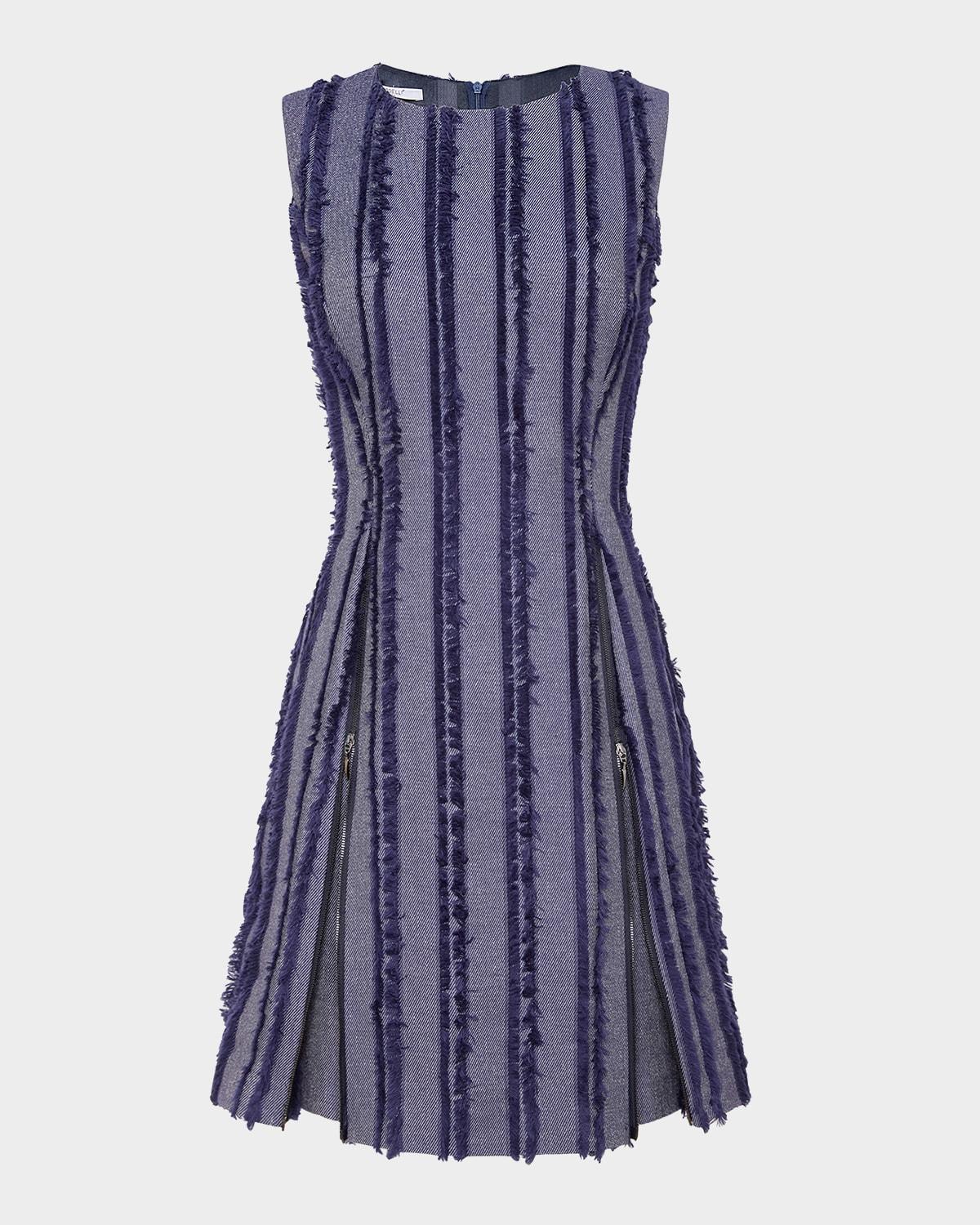 ida sleeveless fringe-trim denim mini dress