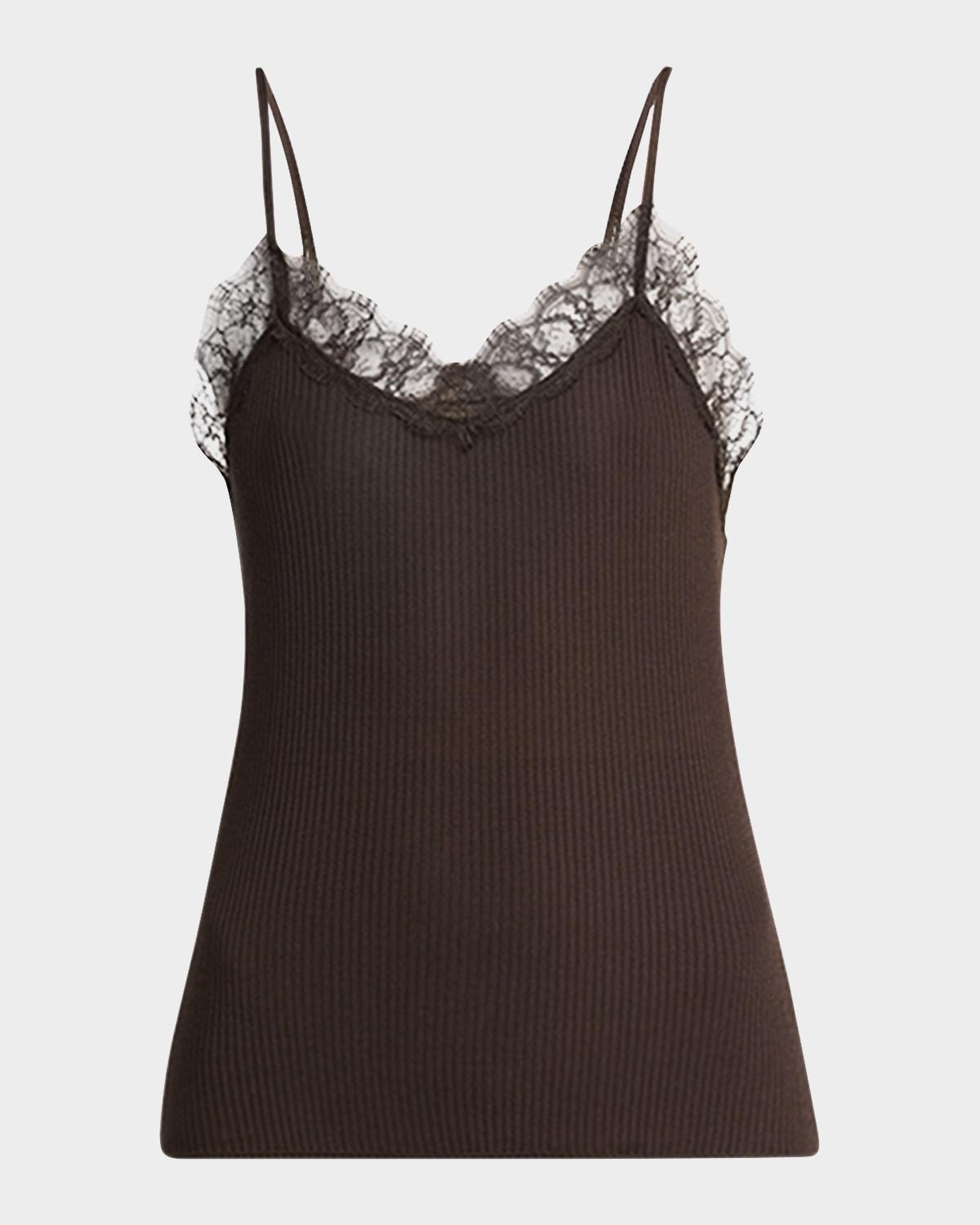 ikee lace-trim rib tank top