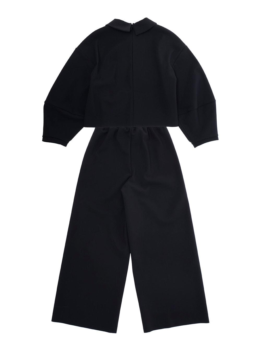 il gufo black suit with beaded collar in tech fabric stretch girl