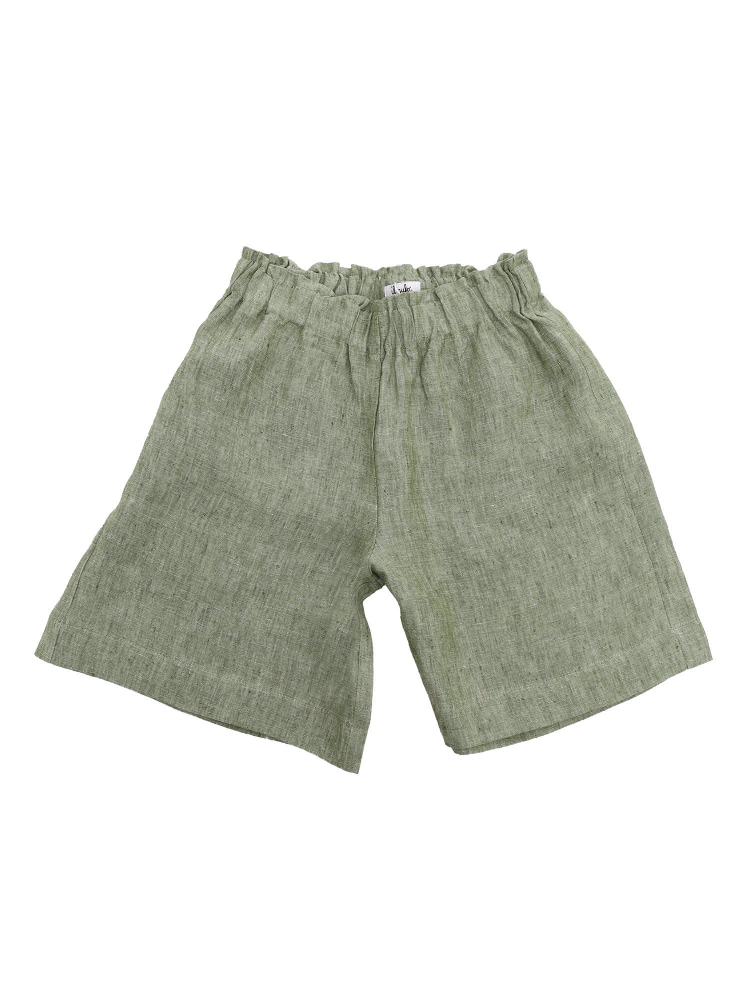 il gufo green linen bermuda shorts