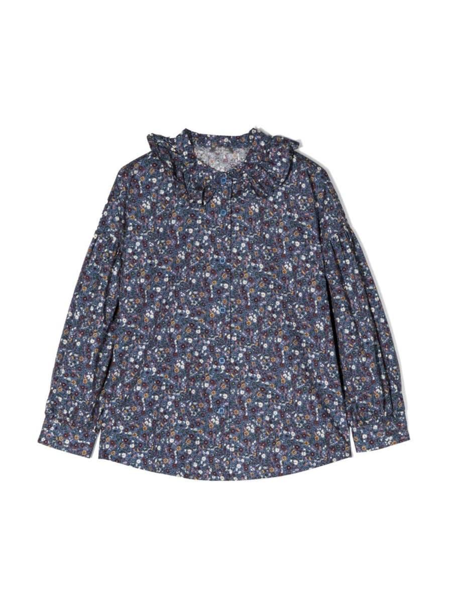 il gufo m/l shirt flowers and ruffle collar